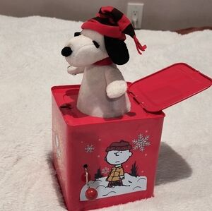 Peanuts Snoopy Christmas Jack-in-the-Box Musical "O Christmas Tree" Works!